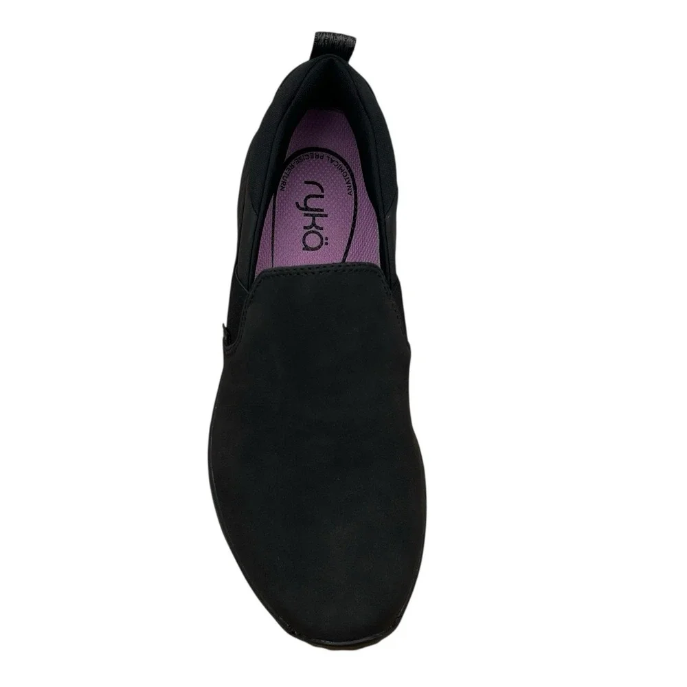 Ryka Womens Echo Comfort Slip On Shoes Size 8.5 Solid Black Athletic Lightweight